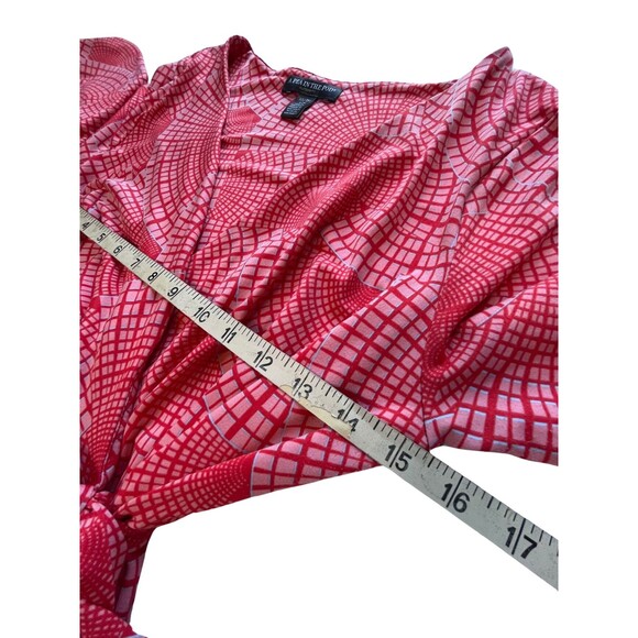 Pea in the Pod Maternity Wrap Dress Red White Geometric V-Neck‎ 3/4 Sleeves XS - Picture 5 of 15